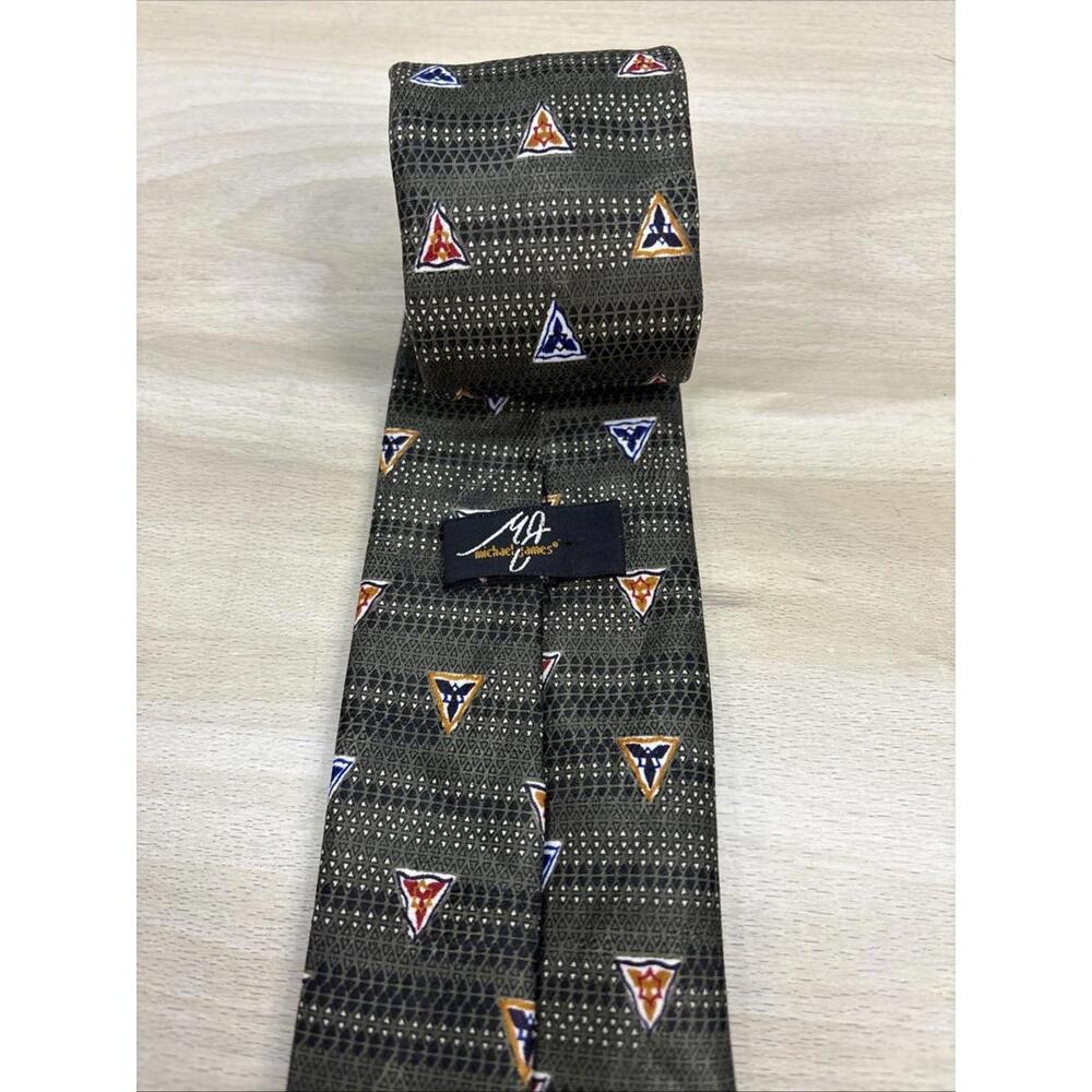 Michael James triangle green necktie Vintage - Picture 3 of 4